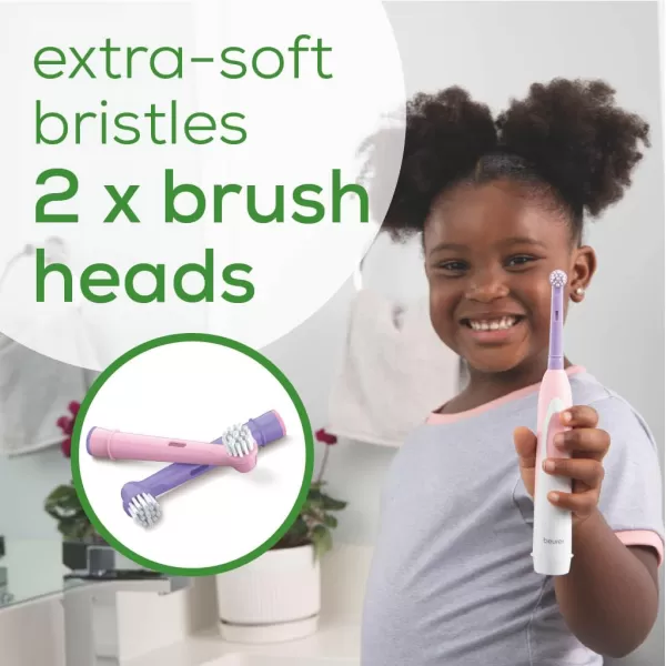 Beurer TB10 Kids Electric Toothbrush Kit  Fun Polly The Panda Cap with 2 ExtraSoft Brush Heads to Help Remove Plaque 2 Minute Timer and Rinse Cup BPAFree Safe for Ages 3Polly the Panda