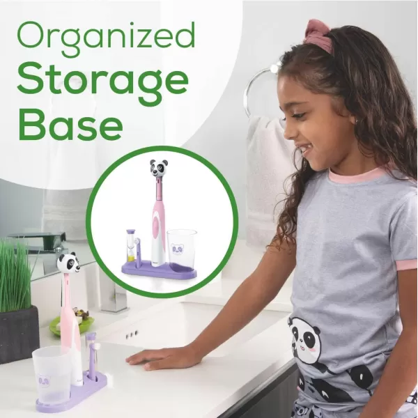 Beurer TB10 Kids Electric Toothbrush Kit  Fun Polly The Panda Cap with 2 ExtraSoft Brush Heads to Help Remove Plaque 2 Minute Timer and Rinse Cup BPAFree Safe for Ages 3Polly the Panda