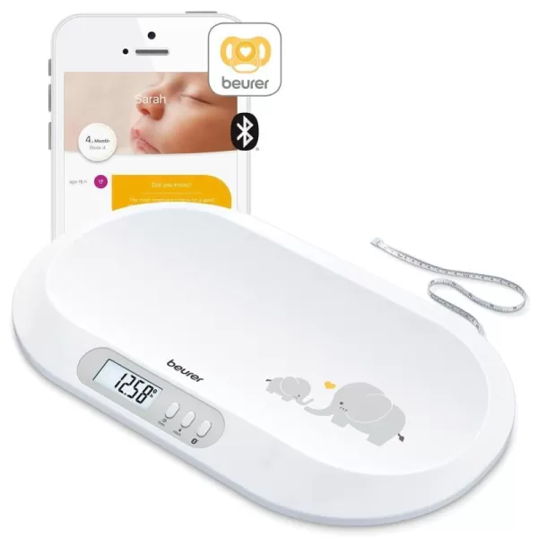 Beurer BY90 Baby Scale Pet Scale Digital with Measuring Tape tracking weight with App  For Infant Newborn Toddler Puppy Cat  Animals  LCD Display weighs LbsKgOz Highly accurateBaby Scale with Bluetooth