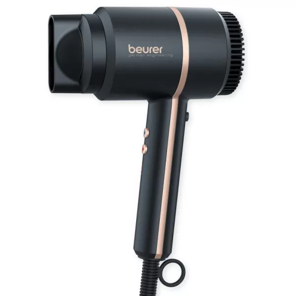 Beurer HC35 Compact Hair Dryer 1500Watt Blow Dryer Ionic Technology Reduces Frizz Lightweight and Portable Travel Hair Dryer with 4 Temperature and 3Speed Settings amp Cold Air Function BlackBlack