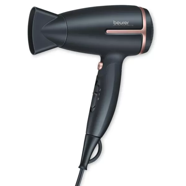 Beurer HC35 Compact Hair Dryer 1500Watt Blow Dryer Ionic Technology Reduces Frizz Lightweight and Portable Travel Hair Dryer with 4 Temperature and 3Speed Settings amp Cold Air Function BlackBlackRose Gold