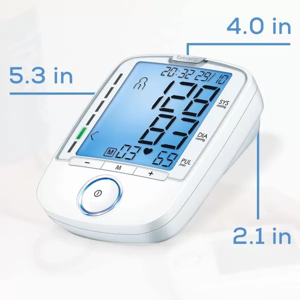 Beurer BM47 Upper Arm Blood Pressure Machine  XL Backlit Display 4 Users 120 Memory Spaces Adjustable BP Cuff Automatic amp Digital Blood Pressure Monitor Irregular Heartbeat DetectorBM47  Backlit Display