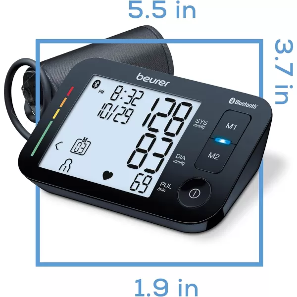 Beurer BM54 Upper Arm Blood Pressure Monitor Bluetooth with Adjustable Automatic Cuff Large Display Smart Machine for Home Use Portable Storage Case Included BlackBM54  Bluetooth