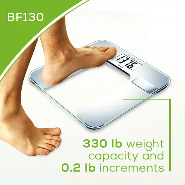 Beurer Body Fat Analyzer BMI MultiUser amp Recognition Digital Bathroom Weight Scale XL Display BF130 SilverBeurer Body Fat Analyzer BMI MultiUser amp Recognition Digital Bathroom Weight Scale XL Display BF130 Silver