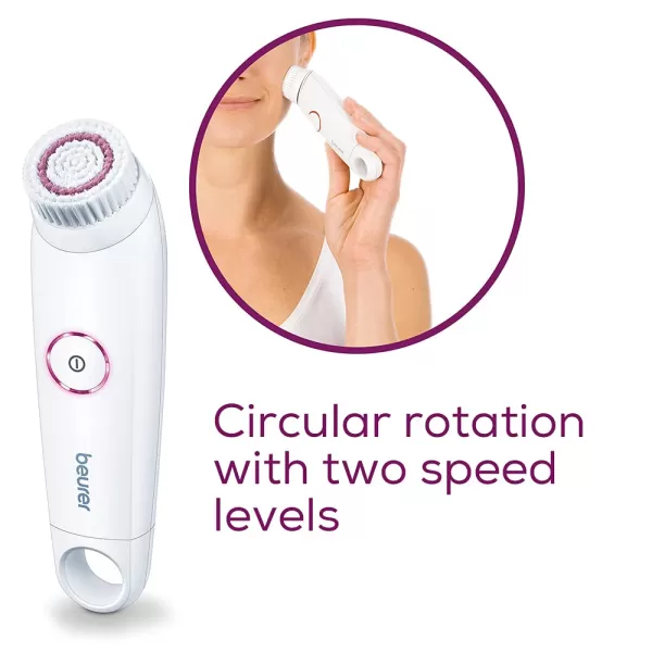 Beurer FC55 Electric Body Scrubber for Exfoliating and Massage Waterproof for Showering Cordless and Rechargeable Spinning Skin Cleansing Brush with 2 AttachmentsFC45  Facial Brush