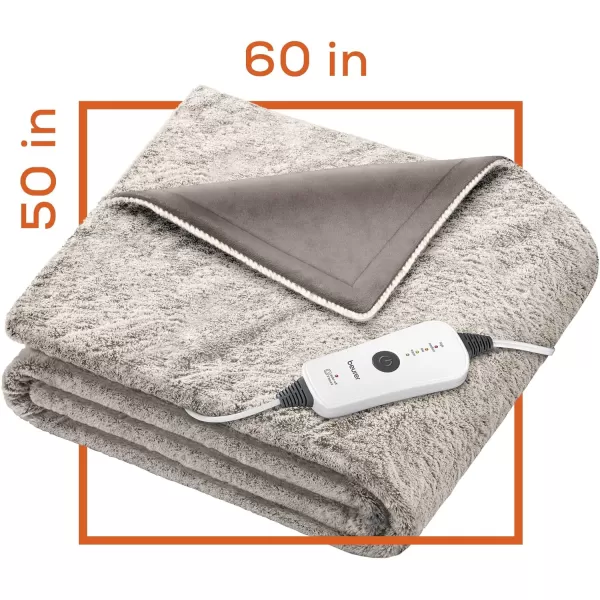 Beurer HD71N Lux Heated Blanket Microplush Electric Blanket with 4 Temperature Settings Heated Throw Blanket Overheat Protection Machine Washable Heating Blanket Auto ShutOff 50 x 60 inMicroplush