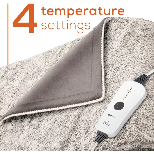 Beurer HD71N Lux Heated Blanket Microplush Electric Blanket with 4 Temperature Settings Heated Throw Blanket Overheat Protection Machine Washable Heating Blanket Auto ShutOff 50 x 60 inMicroplush