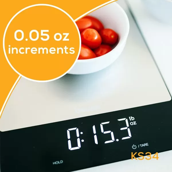 Beurer KS34 Digital Kitchen Scale  Precise Scale for Food Ounces and Grams 33lbs Capacity XL Weighing Platform for Meal Prep Magic Display Tare Function  Batteries Included  White GlassKitchen Scale  XL Black