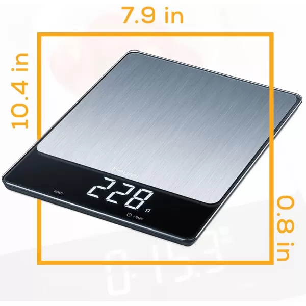 Beurer KS34 Digital Kitchen Scale  Precise Scale for Food Ounces and Grams 33lbs Capacity XL Weighing Platform for Meal Prep Magic Display Tare Function  Batteries Included  White GlassKitchen Scale  XL Black