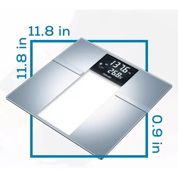 Beurer PS25 Digital Bathroom Scale for Body Weight  400lb Capacity AutoCalibrate XL Backlit Display  Glass Precise and Accurate Body ScaleBluetooth Smart Scale