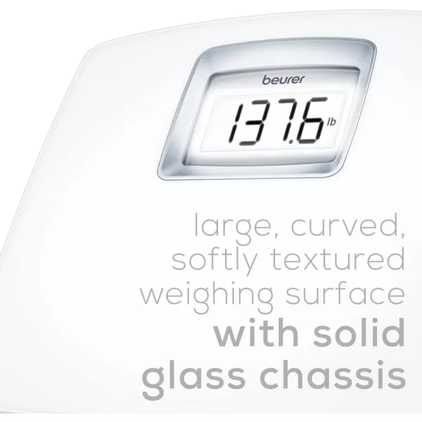 Beurer PS25 Digital Bathroom Scale for Body Weight  400lb Capacity AutoCalibrate XL Backlit Display  Glass Precise and Accurate Body ScaleStandard Scale