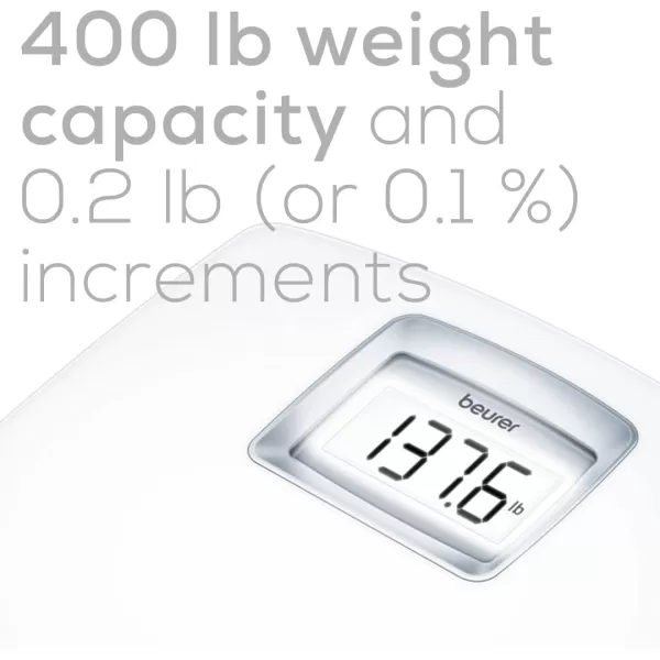 Beurer PS25 Digital Bathroom Scale for Body Weight  400lb Capacity AutoCalibrate XL Backlit Display  Glass Precise and Accurate Body ScaleStandard Scale