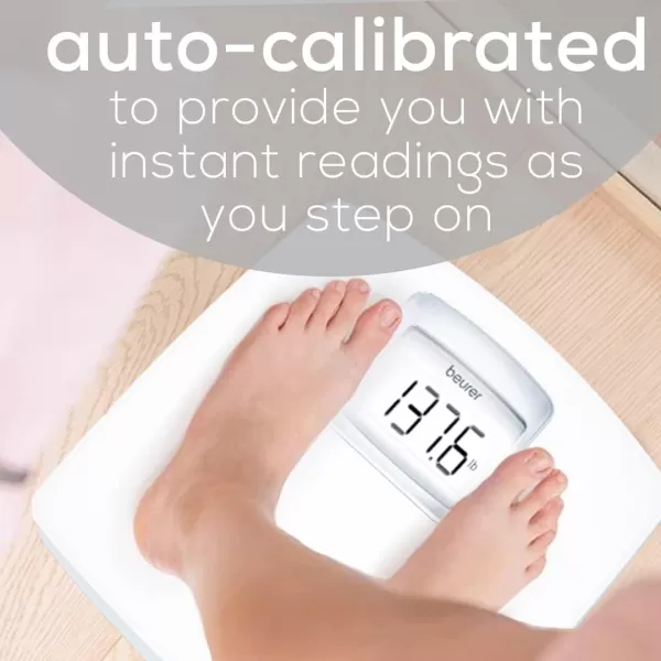 Beurer PS25 Digital Bathroom Scale for Body Weight  400lb Capacity AutoCalibrate XL Backlit Display  Glass Precise and Accurate Body ScaleStandard Scale