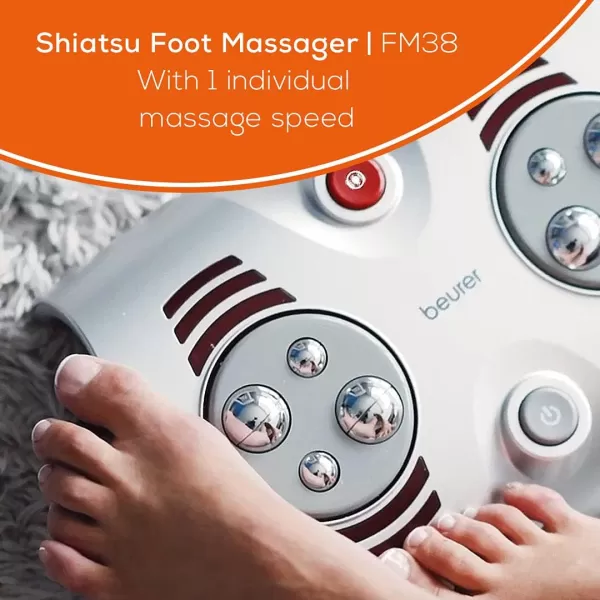 Beurer Shiatsu Foot Massager with 8 Rotating Nodules amp Optional Heat Function Basic SilverSilver