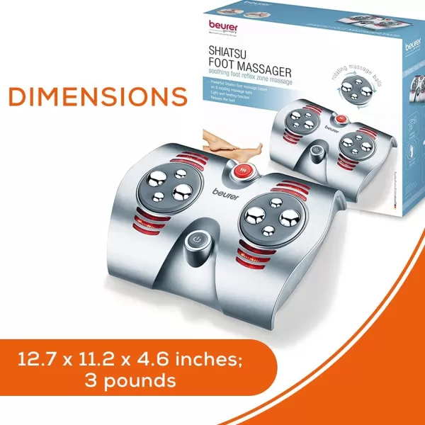 Beurer Shiatsu Foot Massager with 8 Rotating Nodules amp Optional Heat Function Basic SilverSilver