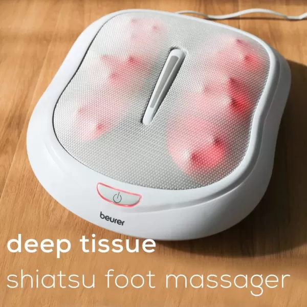 Beurer Shiatsu Foot Massager with 8 Rotating Nodules amp Optional Heat Function Basic SilverWhite