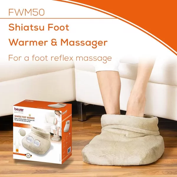 Beurer Shiatsu Soothing Foot Warming Deep Tissue Massager Relaxing Vibration with Optional Heat Soft and Cozy FWM50Beurer Shiatsu Soothing Foot Warming Deep Tissue Massager Relaxing Vibration with Optional Heat Soft and Cozy FWM50