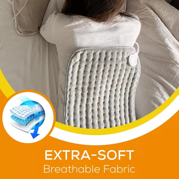 Beurer Small UltraSoft Fast Heating Pad for Neck Elbow Knee Shoulder Cramps and Back Pain Relief 6 Temperature Settings Machine Washable Auto ShutOff Overheat Protection Grey 4 CountLarge Ultra Soft Heating Pads