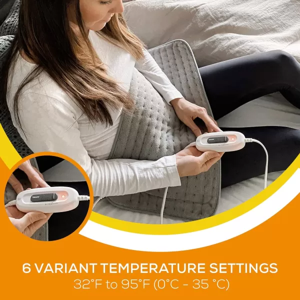 Beurer Small UltraSoft Fast Heating Pad for Neck Elbow Knee Shoulder Cramps and Back Pain Relief 6 Temperature Settings Machine Washable Auto ShutOff Overheat Protection Grey 4 CountLarge Ultra Soft Heating Pads