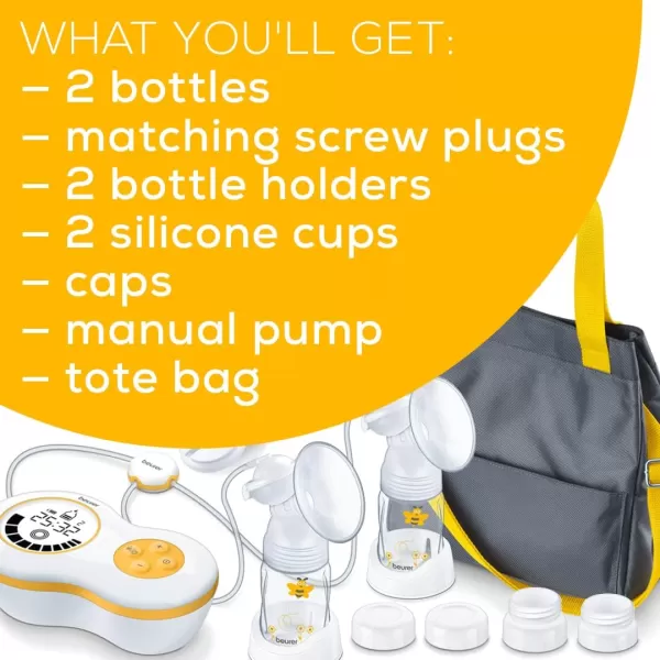 Beurer BY70 Dual Wearable Breast Pump Electric Breast Pump with 10 Pumping and 10 Stimulation Levels Portable Breast Pump Hands Free with Vacuum Tech for Faster Pumping Avent ampamp NUK Compatible