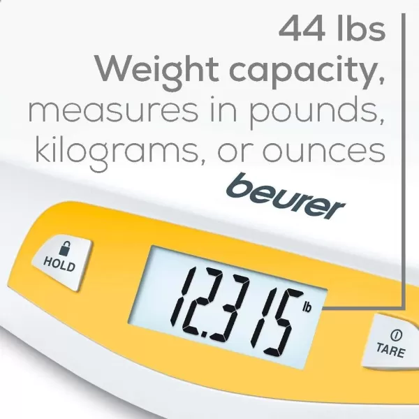 Beurer BY80 Digital Baby Scale Infant Scale for Weighing in Pounds Ounces or Kilograms up to 44 lbs with Hold Function Pet Scale for Cats and DogsBaby Scale