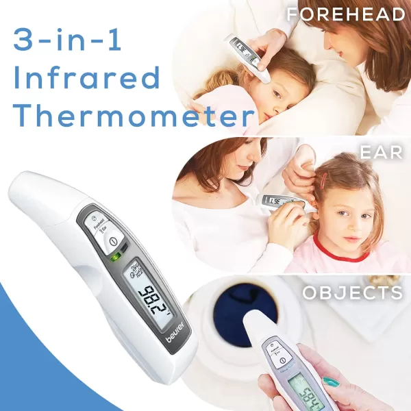 Beurer FT65 Multifunction Infrared Thermometer 3in1 Infrared Thermometer for Adults and Kids Adult Forehead Mode Child Forehead Mode Ear Mode and Surface Mode Color Changing Fever Indicator1 Count Pack of 2