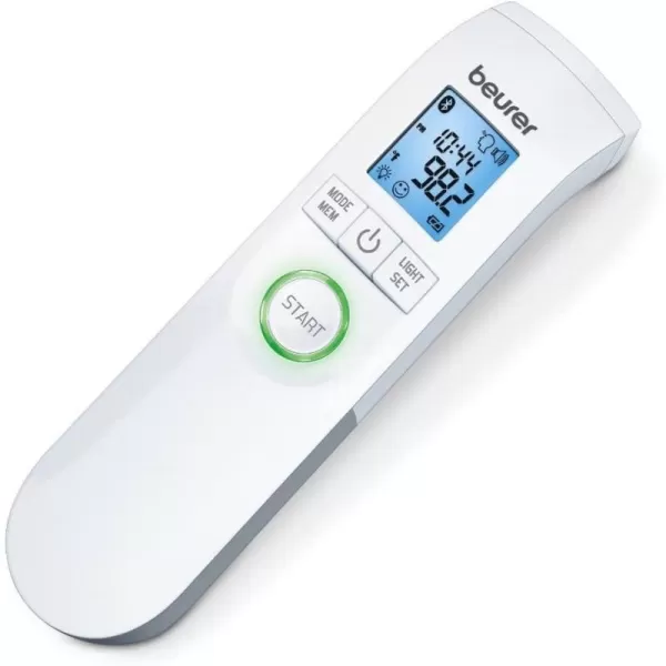 Beurer Bluetooth NonContact Thermometer Forehead Object Room Temperature High Accuracy XL Blue Illuminated Display 60 Memory Spaces White1 Count Pack of 1FT95