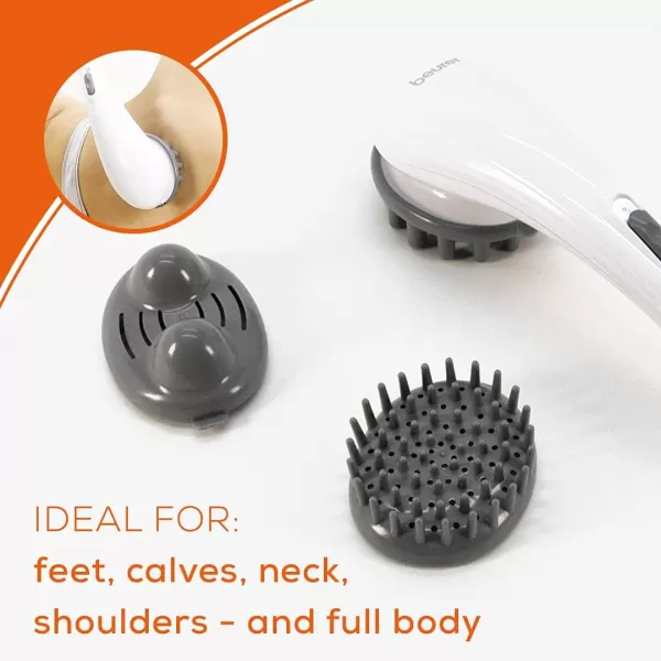 imageBeurer Deep Tissue Massager  Handheld Massager  Neck and Back Massager with Heat  3 Interchangeable Attachments  Soothing Vibration Massage MG21