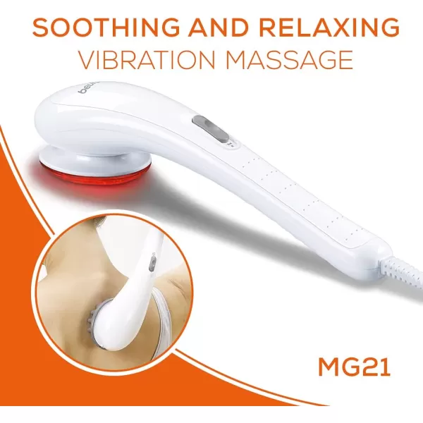 imageBeurer Deep Tissue Massager  Handheld Massager  Neck and Back Massager with Heat  3 Interchangeable Attachments  Soothing Vibration Massage MG21