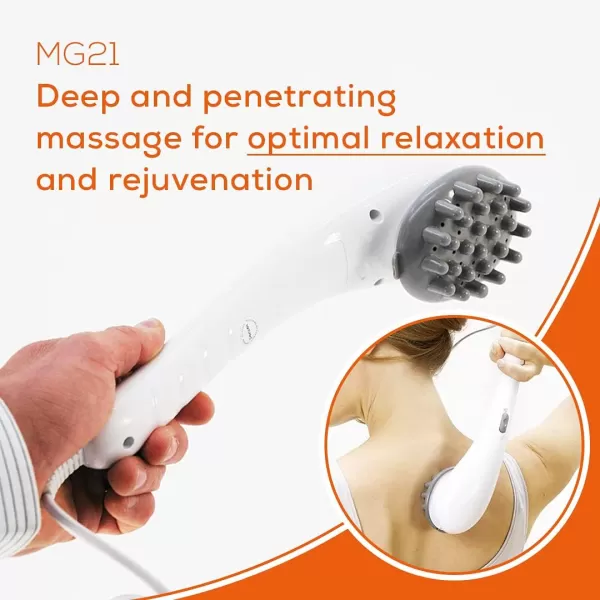 imageBeurer Deep Tissue Massager  Handheld Massager  Neck and Back Massager with Heat  3 Interchangeable Attachments  Soothing Vibration Massage MG21