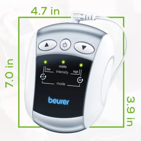 imageBeurer EM34 TENS Unit Muscle Stimulator 2in1 Knee ampamp Elbow TENS Machine EStim Device for Knee Pain Relief with 25 Intensity Levels Electric Massager with Universal Brace