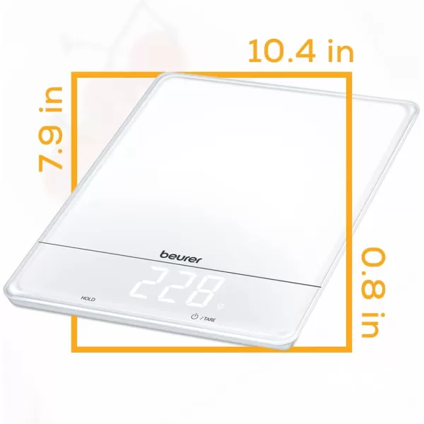 imageBeurer KS34 Digital Kitchen Scale  Precise Scale for Food Ounces and Grams 33lbs Capacity XL Weighing Platform for Meal Prep Magic Display Tare Function  Batteries Included  Black GlassKitchen Scale  XL White