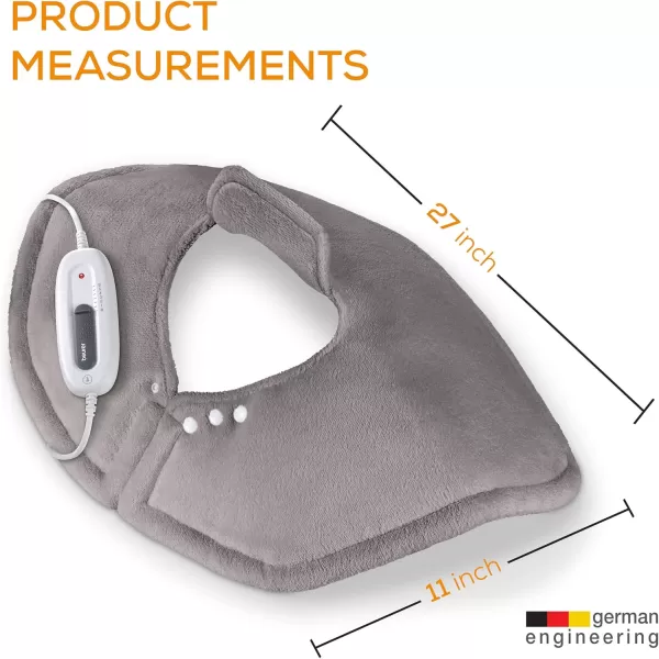 imageBeurer Portable Shoulder Heating pad 6 Temperature Settings Extra Soft Surface Grey 4 CountShoulder Heating Pad