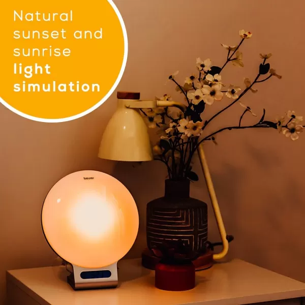 imageBeurer 4in1 Bluetooth WakeUp Light Daylight Sunrise Simulation ampamp Sunset Fading Alarm Clock Reading Lamp Mood Light Speaker Radio 256 Customized Color Variations for Sleep Lightup App WL75