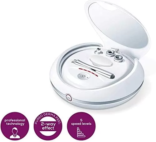 imageBeurer Professional atHome Microdermabrasion Revitalizes Exfoliates and Rejuvenates Skin  Advanced Facial Treatment wVacuum AntiAging Blackhead Remover Skin Lifting ampamp TighteningWhite1 Count Pack of 1
