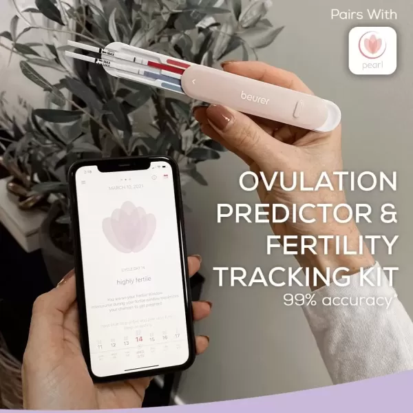 imageBeurer Ovulation Test Strips and Pregnancy Test Kit  Ovulation Predictor Kit with 15 FSH and 15 LH Strips  Fertility Test Connects to Pearl Fertility App for Natural Family Planning OT80