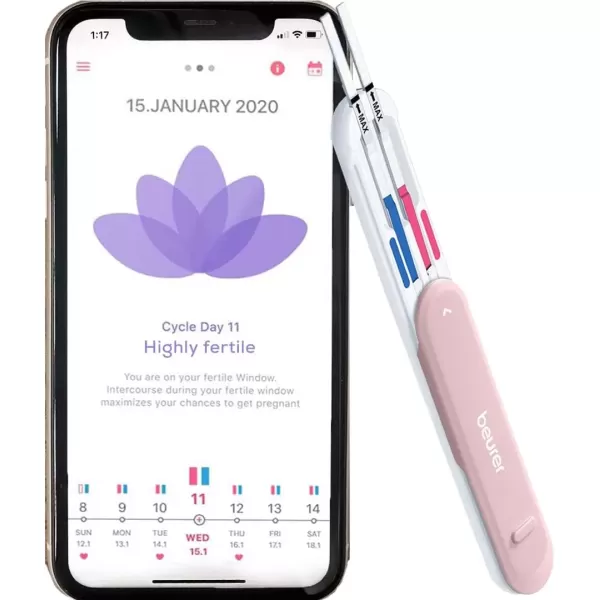 imageBeurer Ovulation Test Strips and Pregnancy Test Kit  Ovulation Predictor Kit with 15 FSH and 15 LH Strips  Fertility Test Connects to Pearl Fertility App for Natural Family Planning OT80