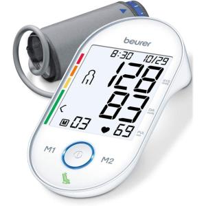 imageBeurer BM55 Blood Pressure Machine  XL Backlit Display Arrhythmia Alarm Portable Storage Kit 2 Users Automatic Blood Pressure Cuff Resting Indicator  Blood Pressure Monitor Batteries IncludedWhite