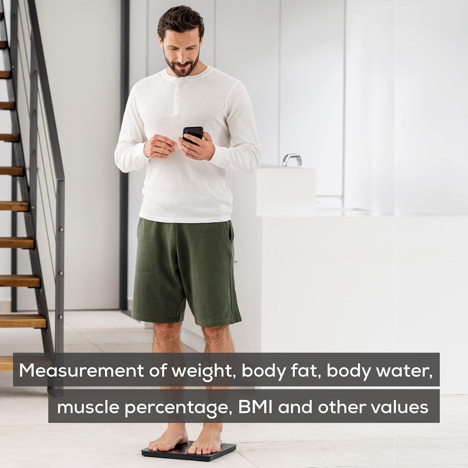 imageBeurer BF500 Smart Body Analysis Scale with Bluetooth ampamp App Accurate Digital Diagnostic Scale Measures Body Fat Muscle Mass Caloric Needs 396 lbs XL Display