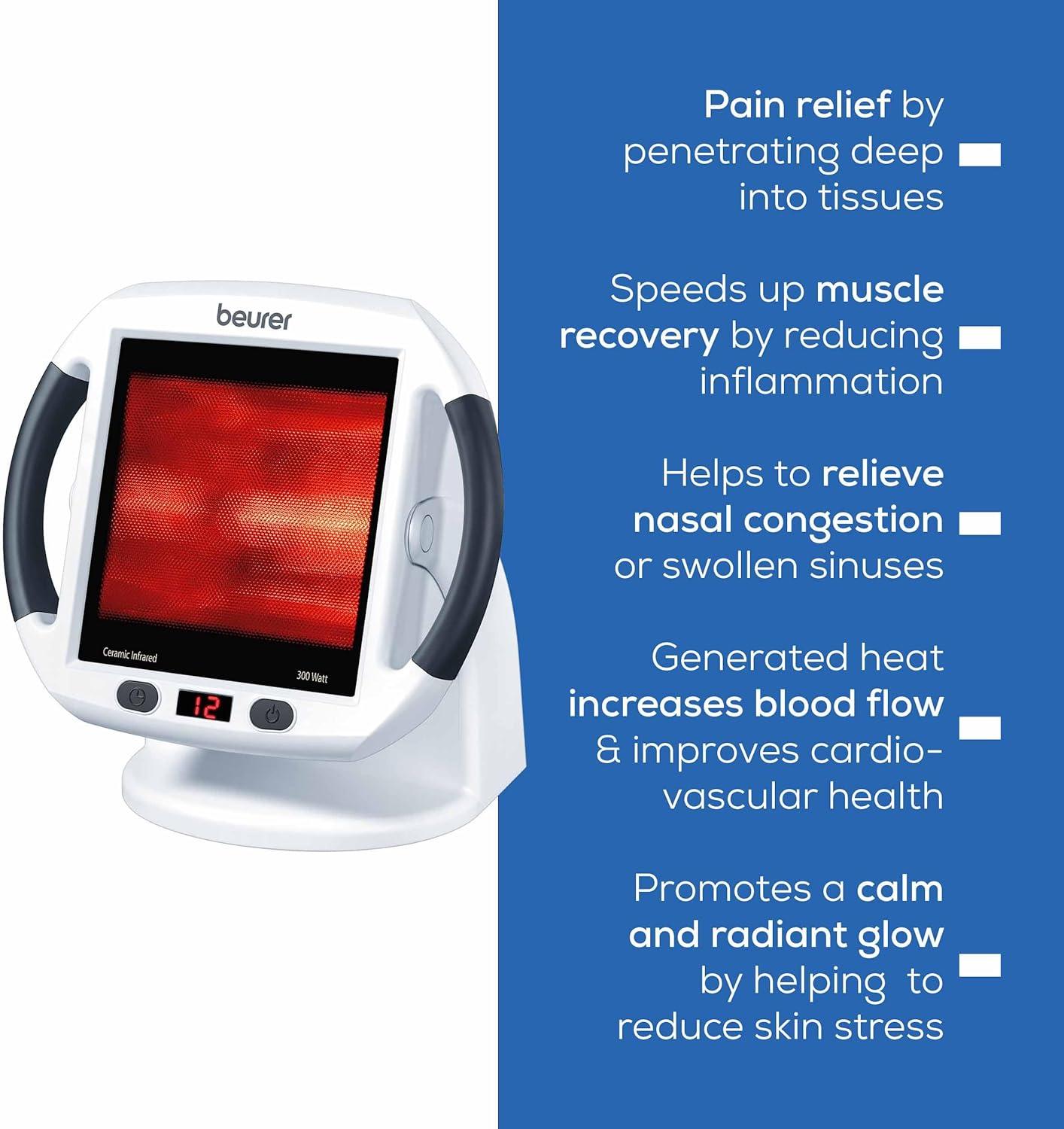 imageBeurer IL60 Infrared Heat Lamp for Red Light Therapy for Face Body Sinus ampamp Skin Pain Relief ampamp Muscle Recovery Adjustable Treatment Time Protective Eyewear IncludedIL50  Infrared Light