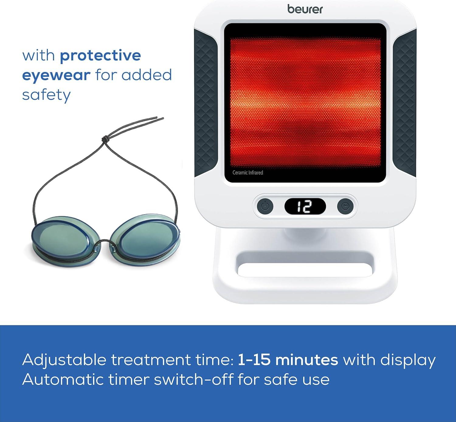 imageBeurer IL60 Infrared Heat Lamp for Red Light Therapy for Face Body Sinus ampamp Skin Pain Relief ampamp Muscle Recovery Adjustable Treatment Time Protective Eyewear IncludedIL60  Infrared Light with Eyewear