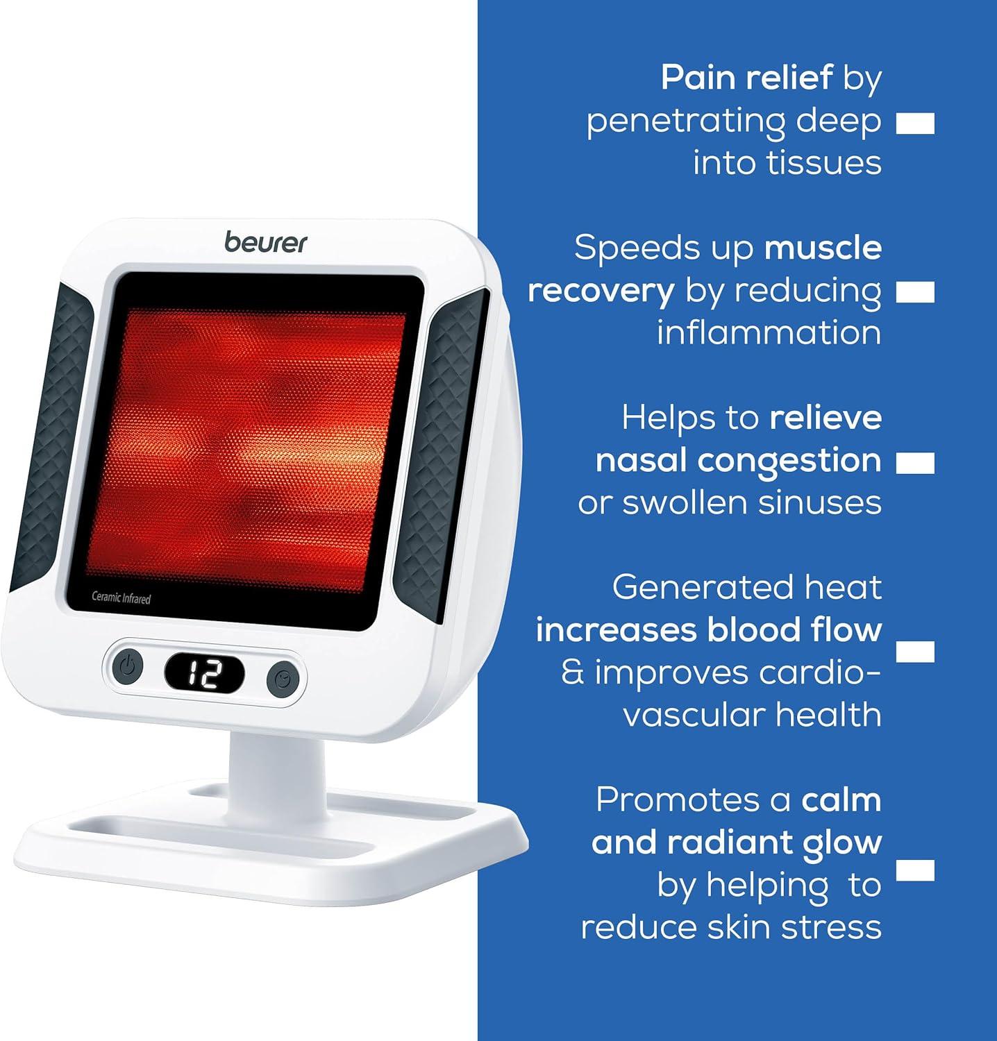 imageBeurer IL60 Infrared Heat Lamp for Red Light Therapy for Face Body Sinus ampamp Skin Pain Relief ampamp Muscle Recovery Adjustable Treatment Time Protective Eyewear IncludedIL60  Infrared Light with Eyewear