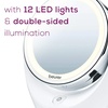 image:imageBeurer 5x Magnifying DoubleSided Cosmetic Vanity Makeup Mirror Illuminated  LED Lights  360 Degree Swivel Rotation Cordless  BS4965L x 35W