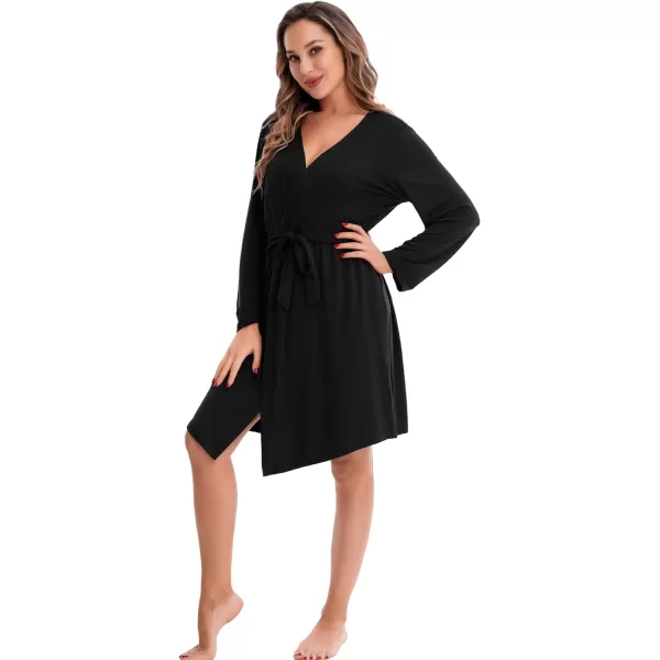 SWOMOG Maternity Nursing Robe Set 3 Piece Pregnancy Pjs 3 in 1 Labor Delivery Sleevless TopsShorts Breastfeeding PajamasBlack