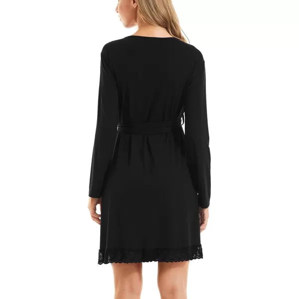 SWOMOG Womens Maternity Nursing Robe Pregnancy Hospital Breastfeeding Bathrobes 3 in 1 Labor Delivery NightgownsBlack