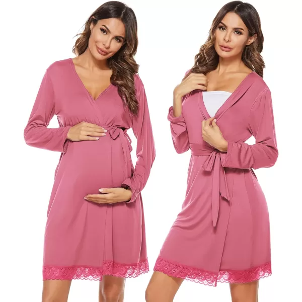 SWOMOG Womens Maternity Nursing Robe Pregnancy Hospital Breastfeeding Bathrobes 3 in 1 Labor Delivery NightgownsBrightskyblue