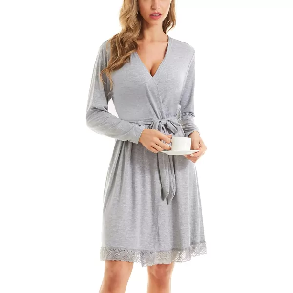 SWOMOG Womens Maternity Nursing Robe Pregnancy Hospital Breastfeeding Bathrobes 3 in 1 Labor Delivery NightgownsGray