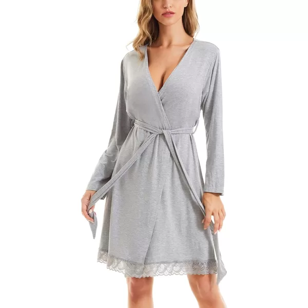 SWOMOG Womens Maternity Nursing Robe Pregnancy Hospital Breastfeeding Bathrobes 3 in 1 Labor Delivery NightgownsGray