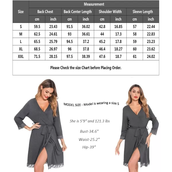 SWOMOG Womens Maternity Nursing Robe Pregnancy Hospital Breastfeeding Bathrobes 3 in 1 Labor Delivery NightgownsLace at Cuffsdeep Grey