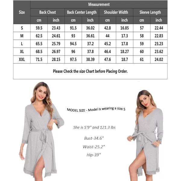 SWOMOG Womens Maternity Nursing Robe Pregnancy Hospital Breastfeeding Bathrobes 3 in 1 Labor Delivery NightgownsLace at Cuffsegrey